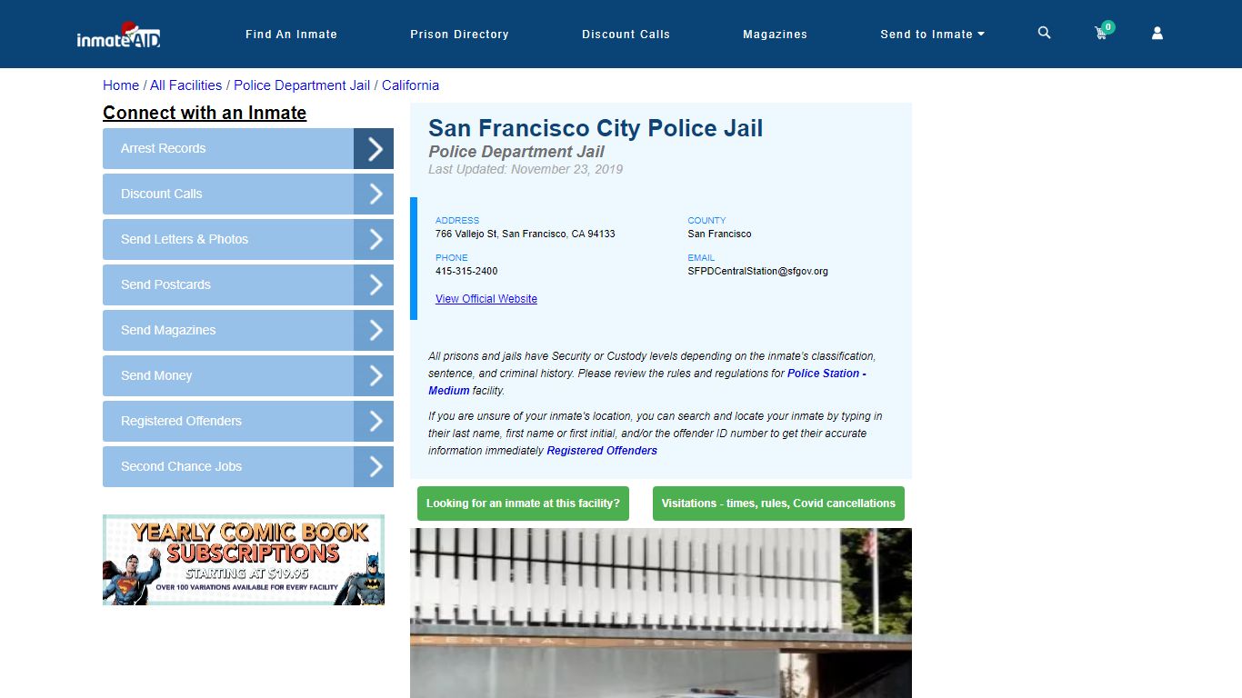 San Francisco City Police Jail & Inmate Search - San Francisco, CA